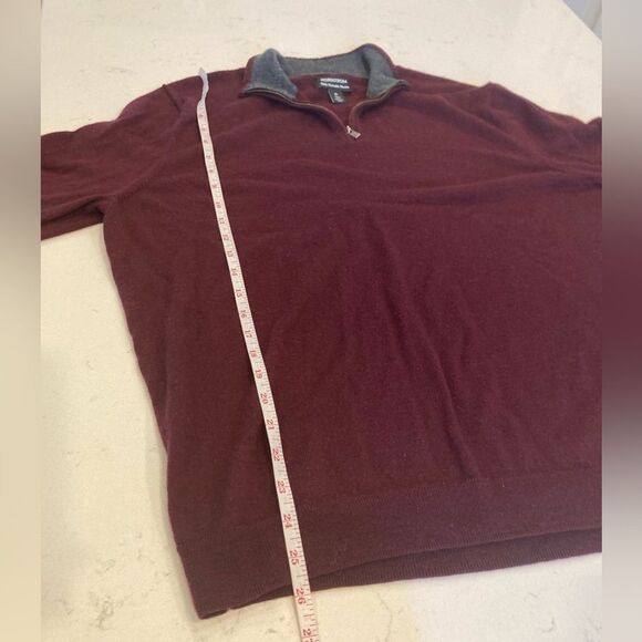 Nordstrom‘s 100% Merino wool washable Oxblood gray collar half zip sweater XL - Picture 5 of 7